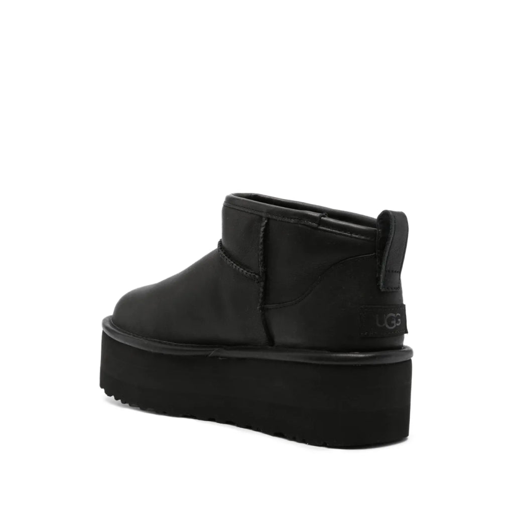 UGG Classic Ultra Mini Platform Boot Black Leather