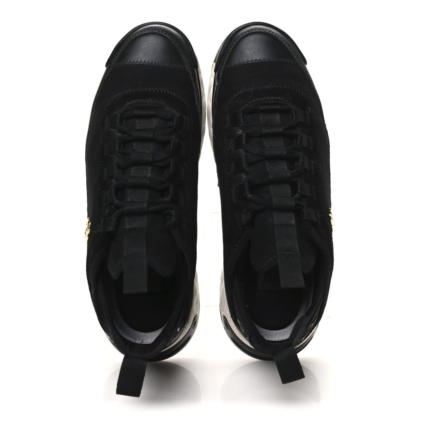 Chanel Velvet Calfskin Mixed Fibers CC Sneakers 39 Black