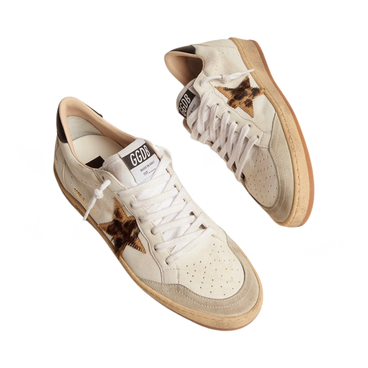 Golden Goose Ball Star with leopard print pony skin star and black heel tab(Women's)