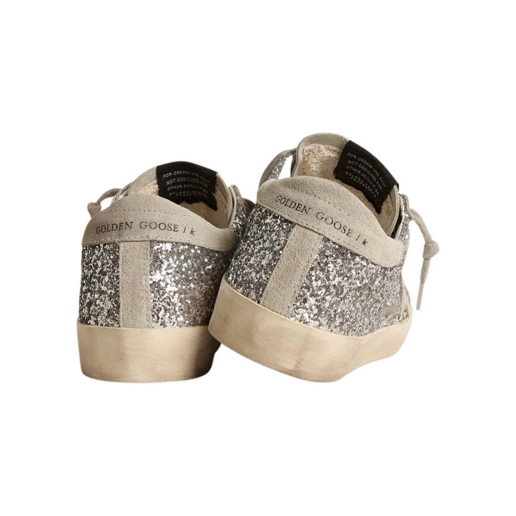 Golden Goose Super-Star Super-Star in silver glitter with ice-gray suede star(Women's)