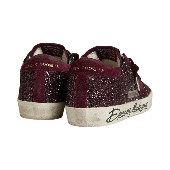 Golden Goose Super-Star LTD in cherry glitter with cherry suede star(Women's)