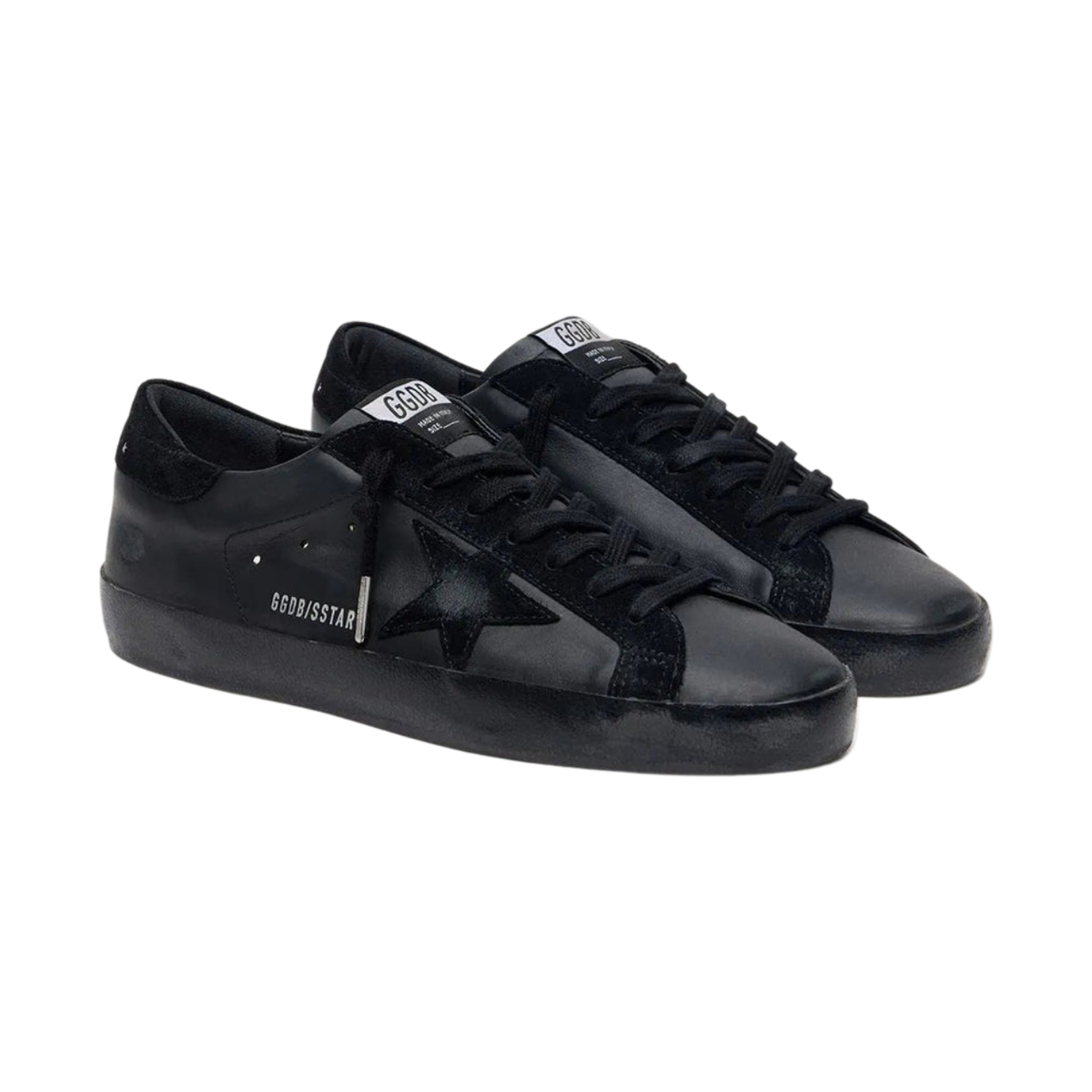 Golden Goose Men's Super-Star in black nappa with black suede star and heel tab