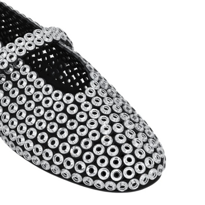 Alaïa Suede Glass-Embellished Ballet Flats
