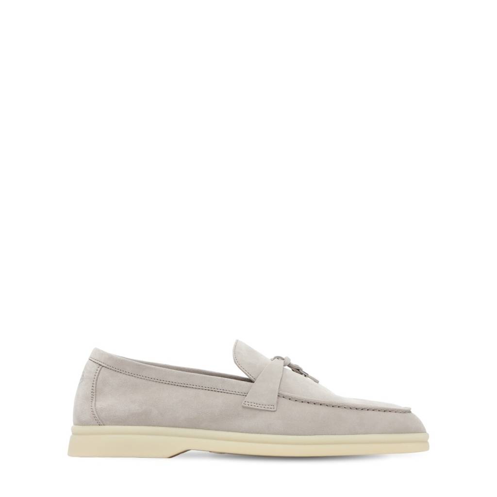 Loro Piana Summer Charms Walk Loafer Suede Pearl Grey