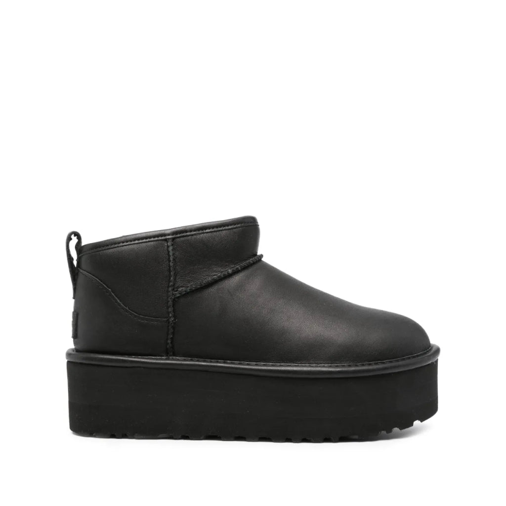 UGG Classic Ultra Mini Platform Boot Black Leather