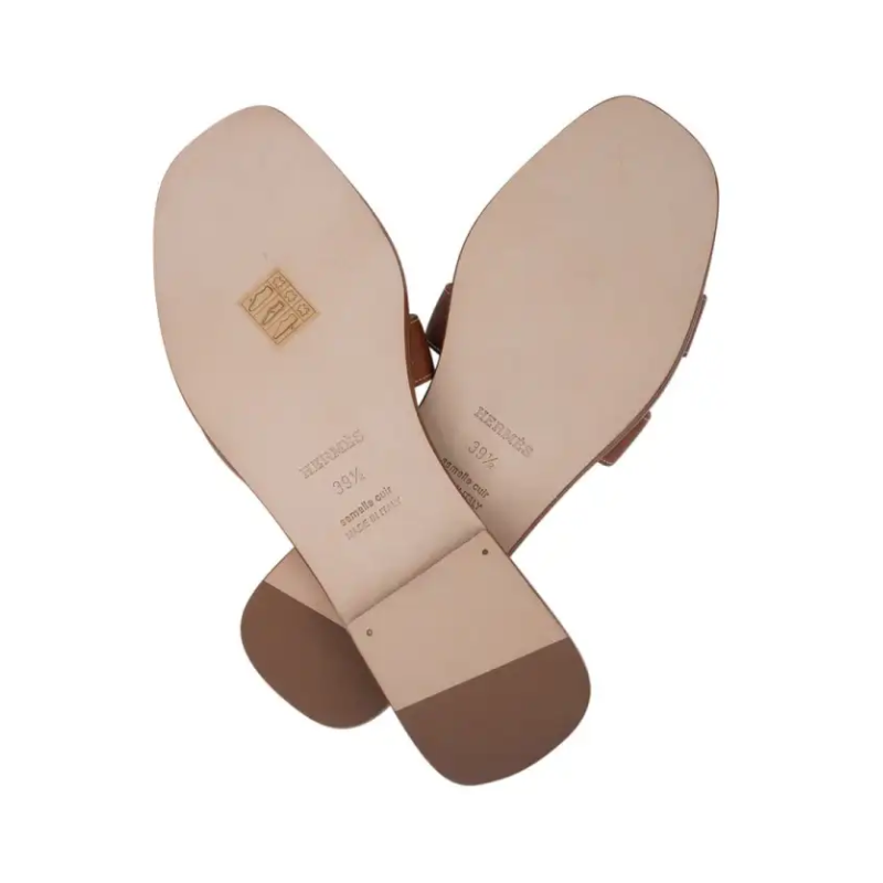 Hermes Sandal Flat Oran Gold Box Calfskin | Mightychic