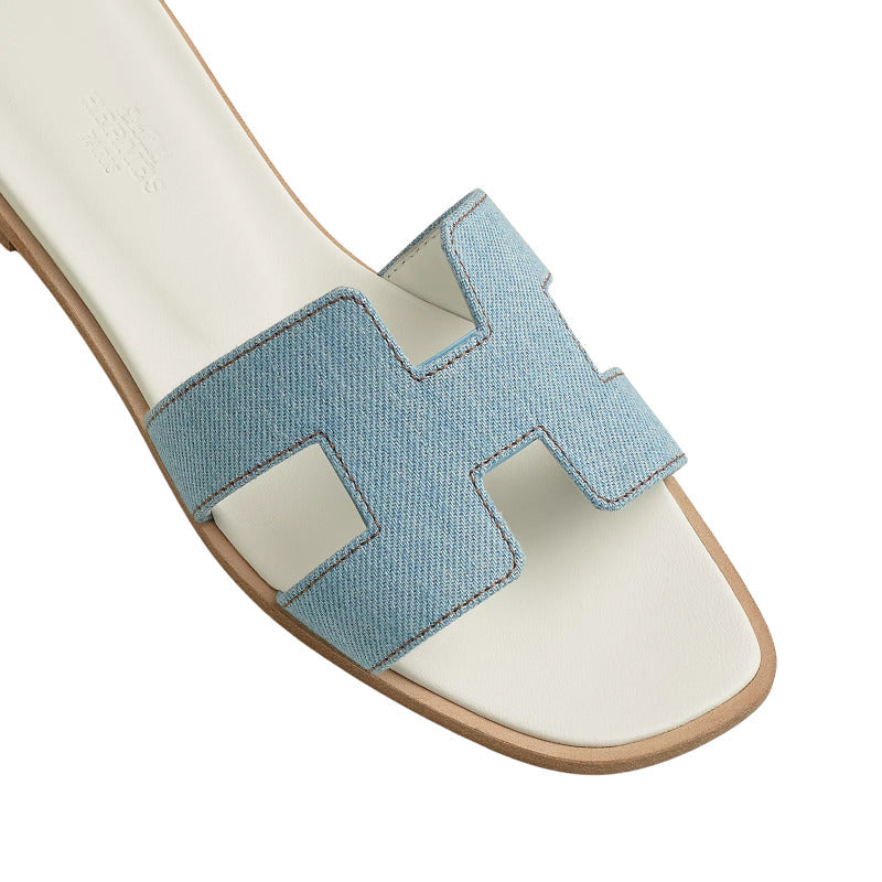 Hermes Oran Sandal Bleu/Clair
