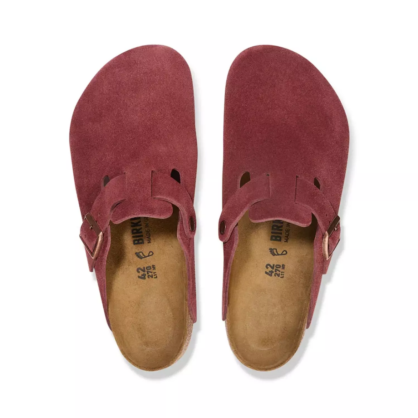 Birkenstock Red Boston Suede Clogs