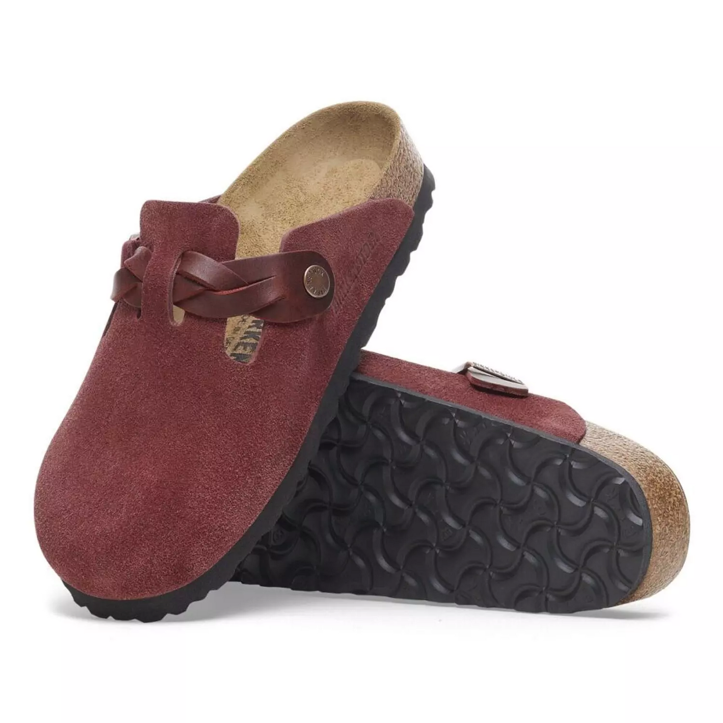 Birkenstock Red Boston Suede Clogs