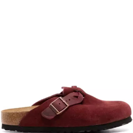 Birkenstock Red Boston Suede Clogs