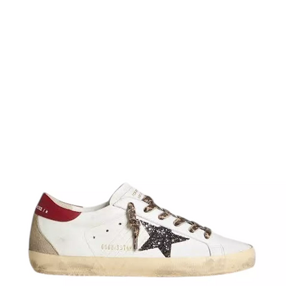 Golden Goose Super-Star in nappa with glitter star and red nappa heel tab