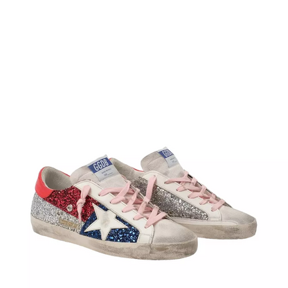 Golden Goose Glitter Detail Superstar Trainers In White