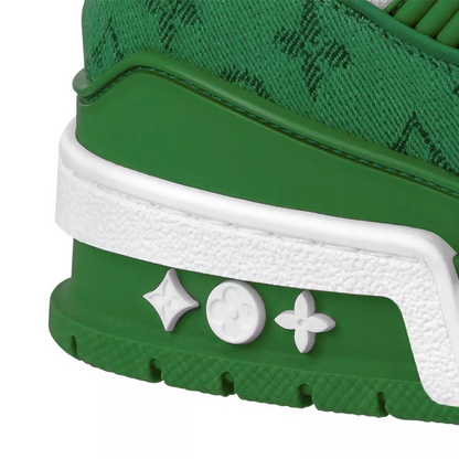 Louis Vuitton Trainer Green Monogram Denim White