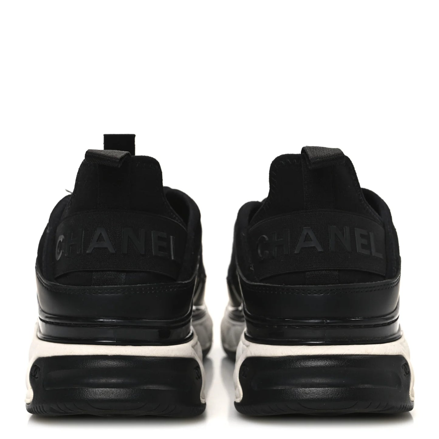Chanel Velvet Calfskin Mixed Fibers CC Sneakers 39 Black