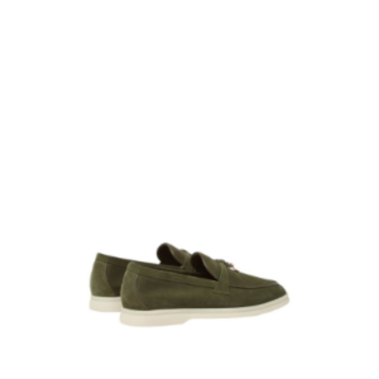 Loro Piana Summer Charms Walk Loafer Suede Ribbon Green
