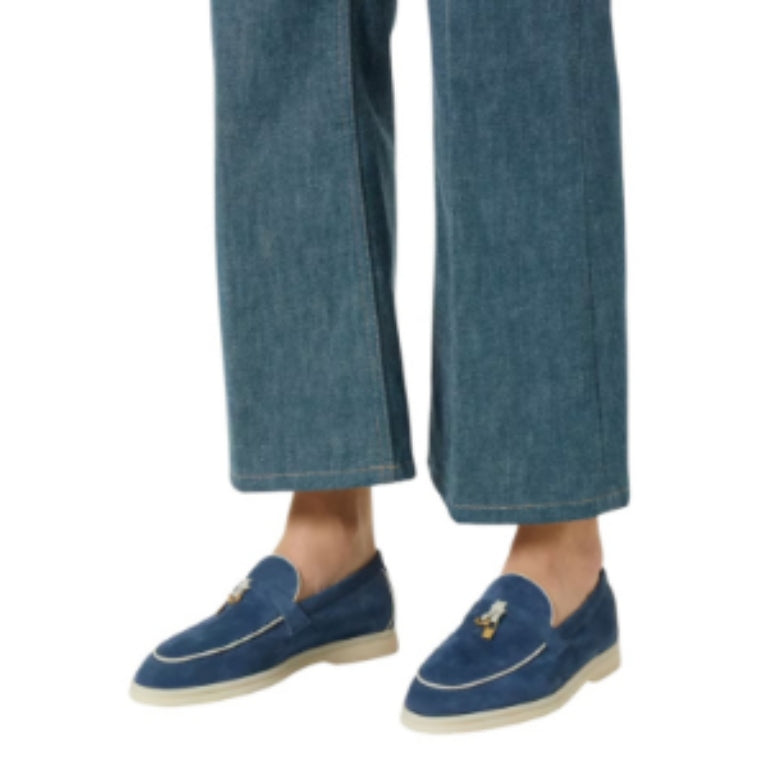 Loro Piana Summer Charms Walk Loafer Suede Ocean Heart