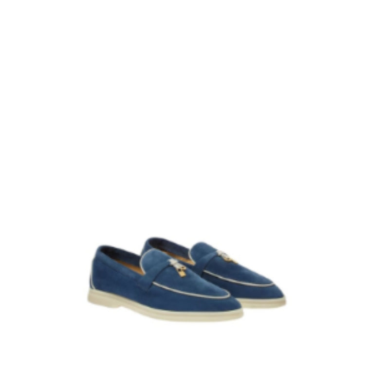 Loro Piana Summer Charms Walk Loafer Suede Ocean Heart