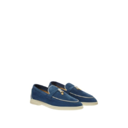 Loro Piana Summer Charms Walk Loafer Suede Ocean Heart