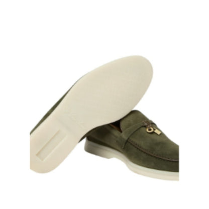 Loro Piana Summer Charms Walk Loafer Suede Ribbon Green